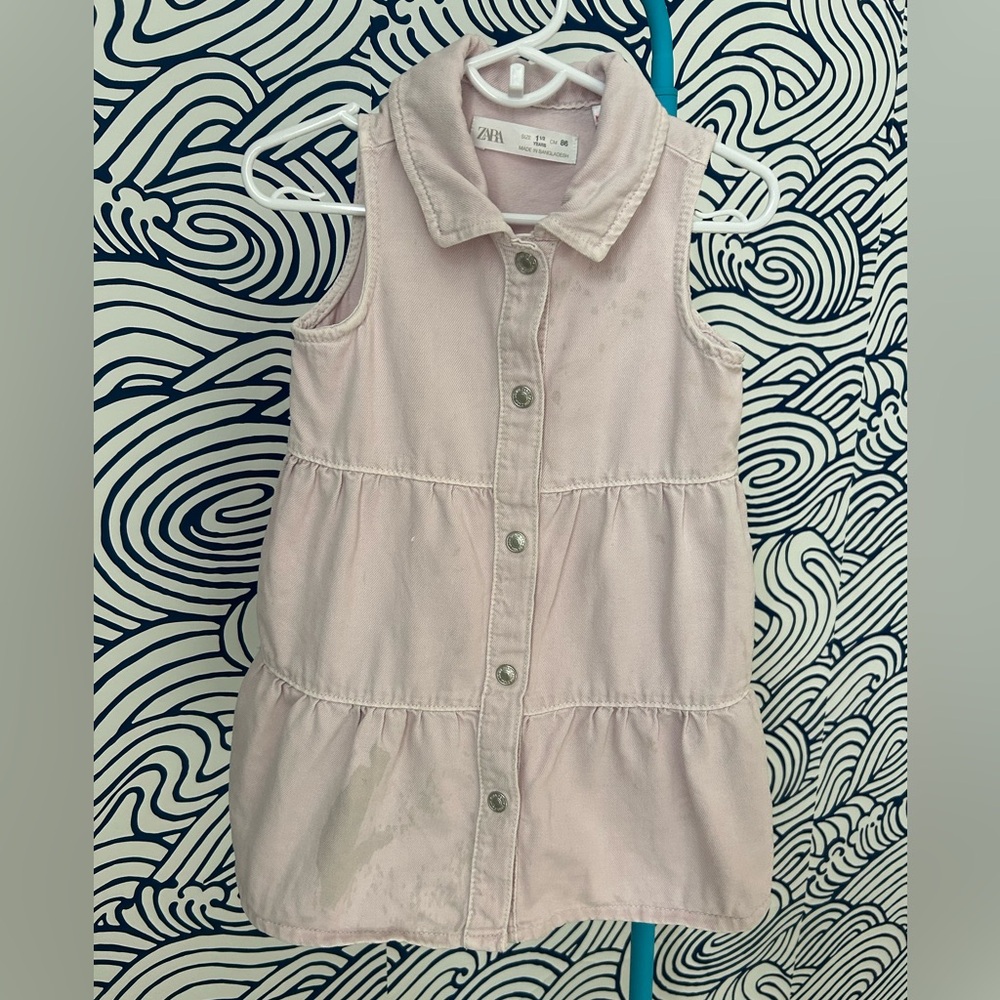 Zara Pink Sleeveless Button-Up Dress